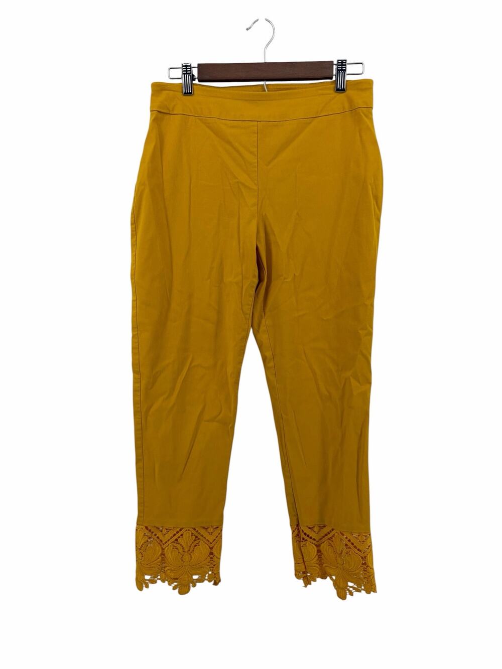 Est. 1946 Women's Pull On Pants Size 8 Mustard Yellow Boho Lace Trim Stretch